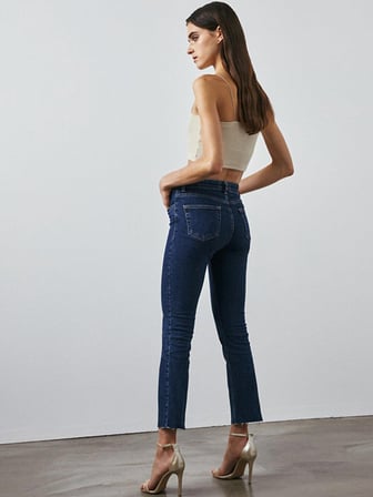 Lynda Yüksek Bel Cropped Flare Jean Pantolon