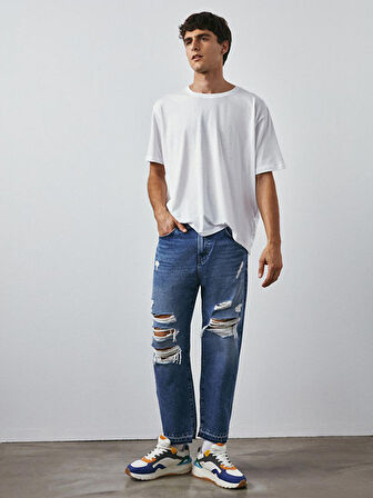 Maurızıo Ağı Düşük Slım Cropped Jean Pantolon