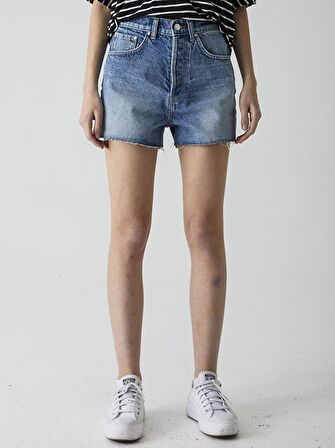 Ları Yüksek Bel Jean Şort