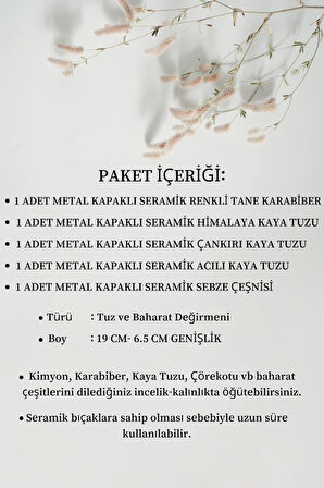 5’Li Metal Kapaklı Tuz ve Baharat Değirmen Öğütücüsü