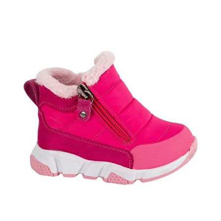 Manarola Çift Fermuarlı İçi Peluş Kürklü Paraşüt Kumaş Kız Çocuk Bot Fuşya