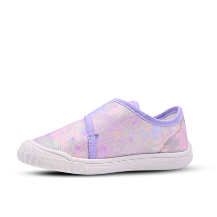 Violet Kız Çocuk Ev ve Kreş Ayakkabısı Parlak Kumaş Lila