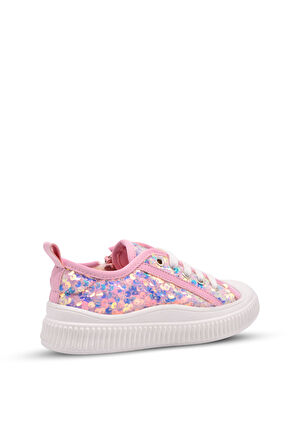 Sweet Kız Çocuk Pullu ve Bağcıklı Pembe Renk Sneaker