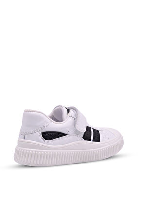 Porto Erkek Çocuk Tek Cırtlı Ve Lastikli Hakiki Deri Beyaz Günlük Ayakkabı