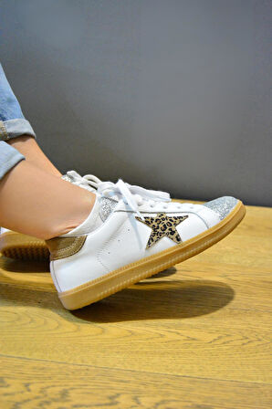 Diamond Kız Çocuk Ve Kadın Hakiki Deri Pul Detaylı Beyaz Günlük Ayakkabı