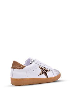 Diamond Kız Çocuk Ve Kadın Hakiki Deri Pul Detaylı Beyaz Günlük Ayakkabı