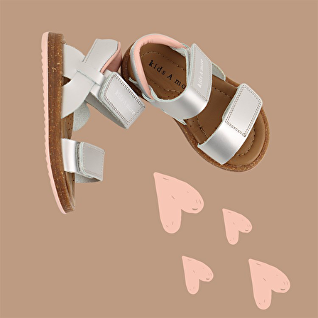 Minta Kız Çocuk Deri Sandalet Gümüş