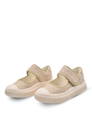 Luna Kız Çocuk Bej Rengi Günlük Keten Ayakkabı
