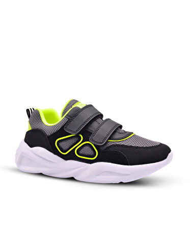 Manj Air File Detaylı Ultra Hafif Taban Erkek Çocuk Spor Ayakkabı Siyah