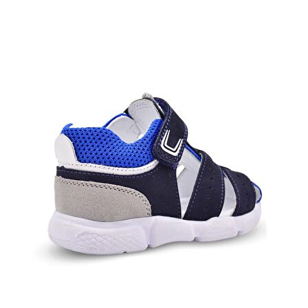 Flex Cırtlı File Detaylı Hakiki Deri Erkek Bebek Sandalet Lacivert