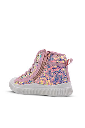 Magic Kız Çocuk Pullu ve Bağcıklı Pembe Renk Sneaker