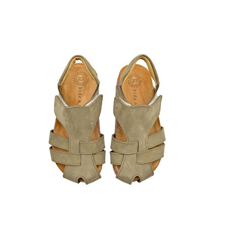 Arezzo Unisex Deri Çocuk Sandalet Haki