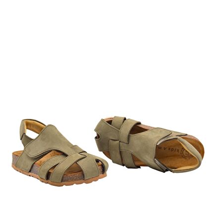 Arezzo Unisex Deri Çocuk Sandalet Haki