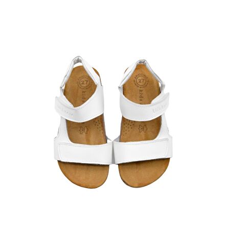 Zoey Çift Cırtlı Deri Unisex Çocuk Sandalet Beyaz