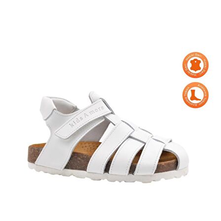 Lino Unisex Deri Çocuk Sandalet Beyaz