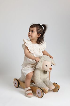 Lady Çift Cırtlı Vegan Deri Arkası Kapalı Kız Bebek Sandalet Bej