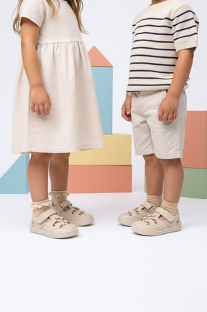 Zepa Unisex Kız Ve Erkek Çocuk Çocuk Hakiki Deri Barefoot Özellikli Bej Rengi Günlük Ayakkabı