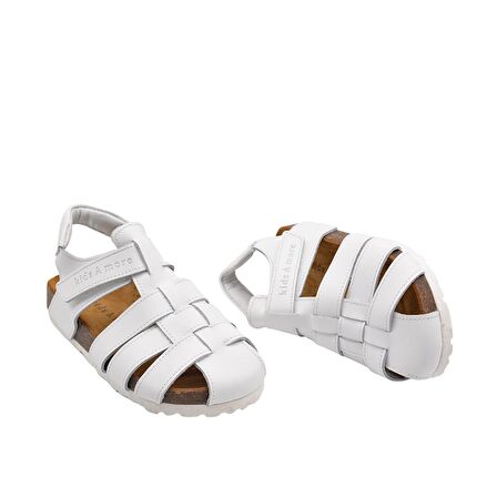 Lino Unisex Deri Çocuk Sandalet Beyaz