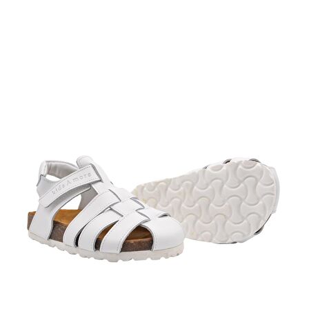 Lino Unisex Deri Çocuk Sandalet Beyaz