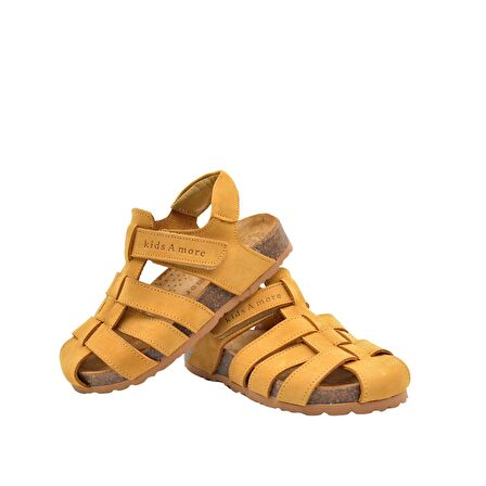 Lino Unisex Deri Çocuk Sandalet Cat Rengi