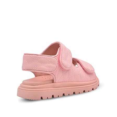 Lady Çift Cırtlı Vegan Deri Kız Çocuk Sandalet Pudra