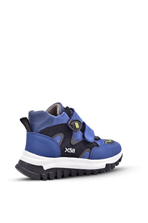 Prime Erkek Çocuk Çift Cırtlı Hakiki Deri Anatomik Koyu Mavi Renk Bot