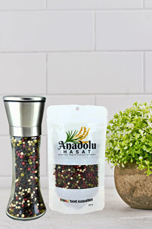 Karışık Renkli 4 Renkli Tane Karabiber Net 100Gr Flip Top Kapak, 2'li SET