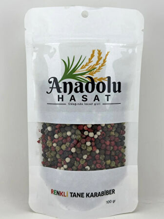 Renkli tane karabiber, 4 renkli karabiber 100gr (elenmiş,iri taneli,katkısız)