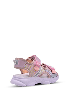 Stella Kız Çocuk Air File Detaylı Gökkuşağı Desenli Lila Renk Sandalet