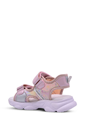 Stella Kız Çocuk Air File Detaylı Gökkuşağı Desenli Lila Renk Sandalet