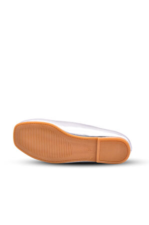 Floransa Kız Çocuk Küt Burun Gümüş Rengi Babet Ayakkabı