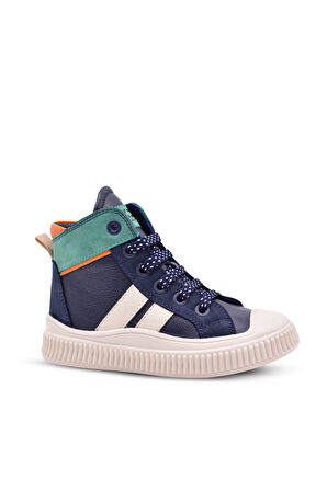 Aston Erkek Çocuk Hakiki Deri Bağcıklı Ve Fermuarlı Lacivert Renk Bot