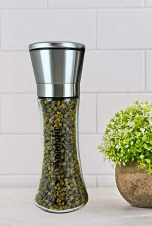 Metal Başlıklı Seramik Yeşil Karabiber Tuz ve Baharat Değirmen Öğütücü 60Gr- (Tuz Değirmeni)