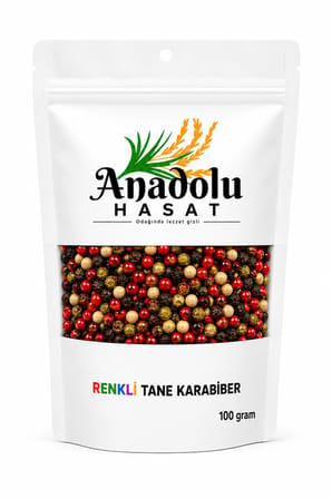 Renkli tane karabiber, 4 renkli karabiber 100gr (elenmiş,iri taneli,katkısız)