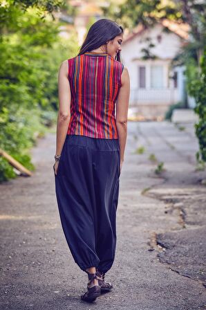 Los Banditos Hakim Yaka Çapraz Düğmeli Kolsuz Bluz