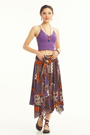 Beli Bağlamalı Midi Kloş Etek