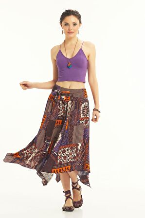 Beli Bağlamalı Midi Kloş Etek