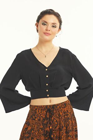 Los Banditos Arkası Büzgülü Uzun Kollu Bohem Bluz