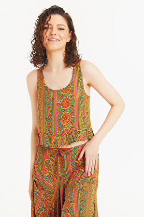 Kalın Askılı Crop Bluz