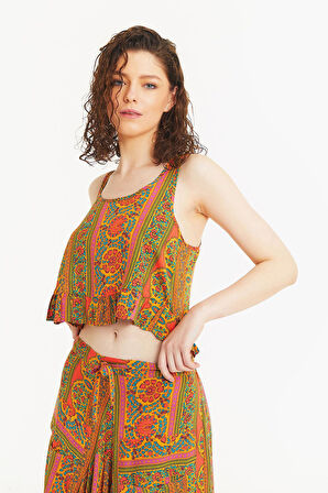 Kalın Askılı Crop Bluz