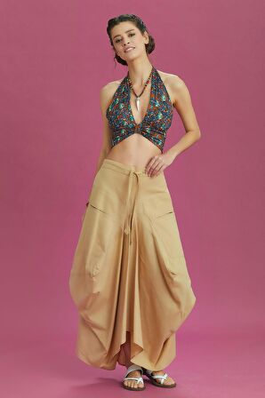 Bohem Tarz Cepli Beli Bağcıklı Uzun Salaş Etek