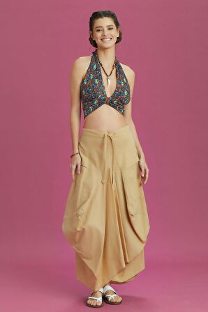 Bohem Tarz Cepli Beli Bağcıklı Uzun Salaş Etek