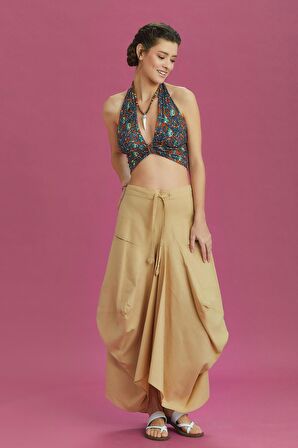 Bohem Tarz Cepli Beli Bağcıklı Uzun Salaş Etek