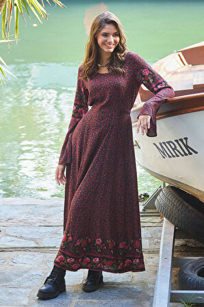 Siyah Defne Kayık Yaka Belden Bağlamalı İspanyol Kol Kadın Elbise