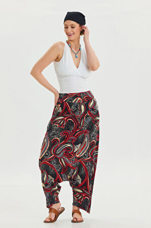 Cep Detaylı Pacası Bağcıklı Etnik Pantolon