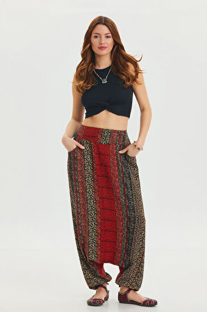 Cep Detaylı Pacası Bağcıklı Etnik Pantolon