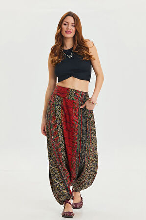 Cep Detaylı Pacası Bağcıklı Etnik Pantolon