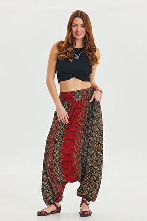 Cep Detaylı Pacası Bağcıklı Etnik Pantolon