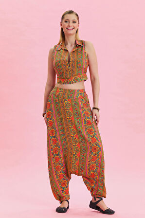 Cep Detaylı Pacası Bağcıklı Etnik Pantolon