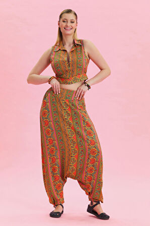 Cep Detaylı Pacası Bağcıklı Etnik Pantolon